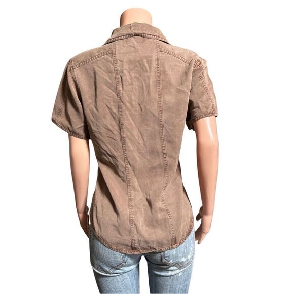 Pulp women short sleeve cedar tencel button up blouse S - Picture 4 of 6